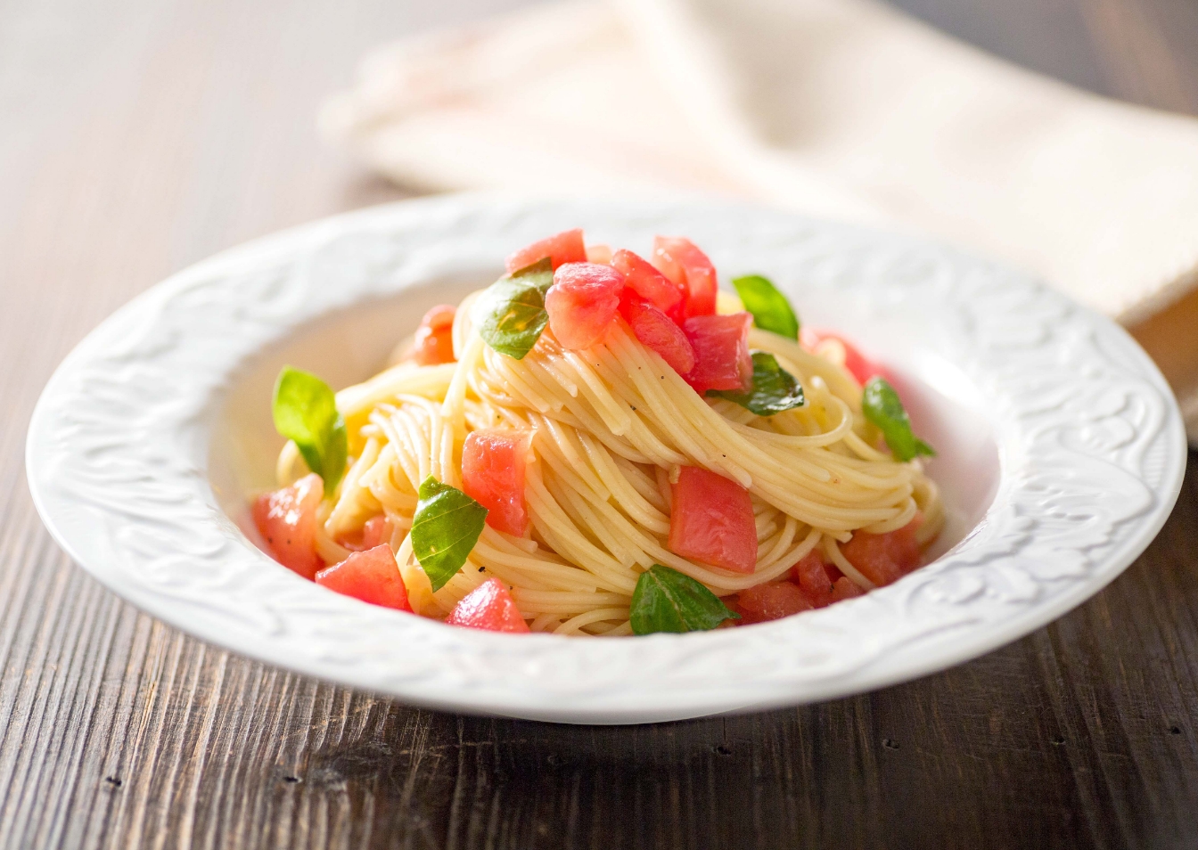 ホタテ仕立ての冷製パスタ